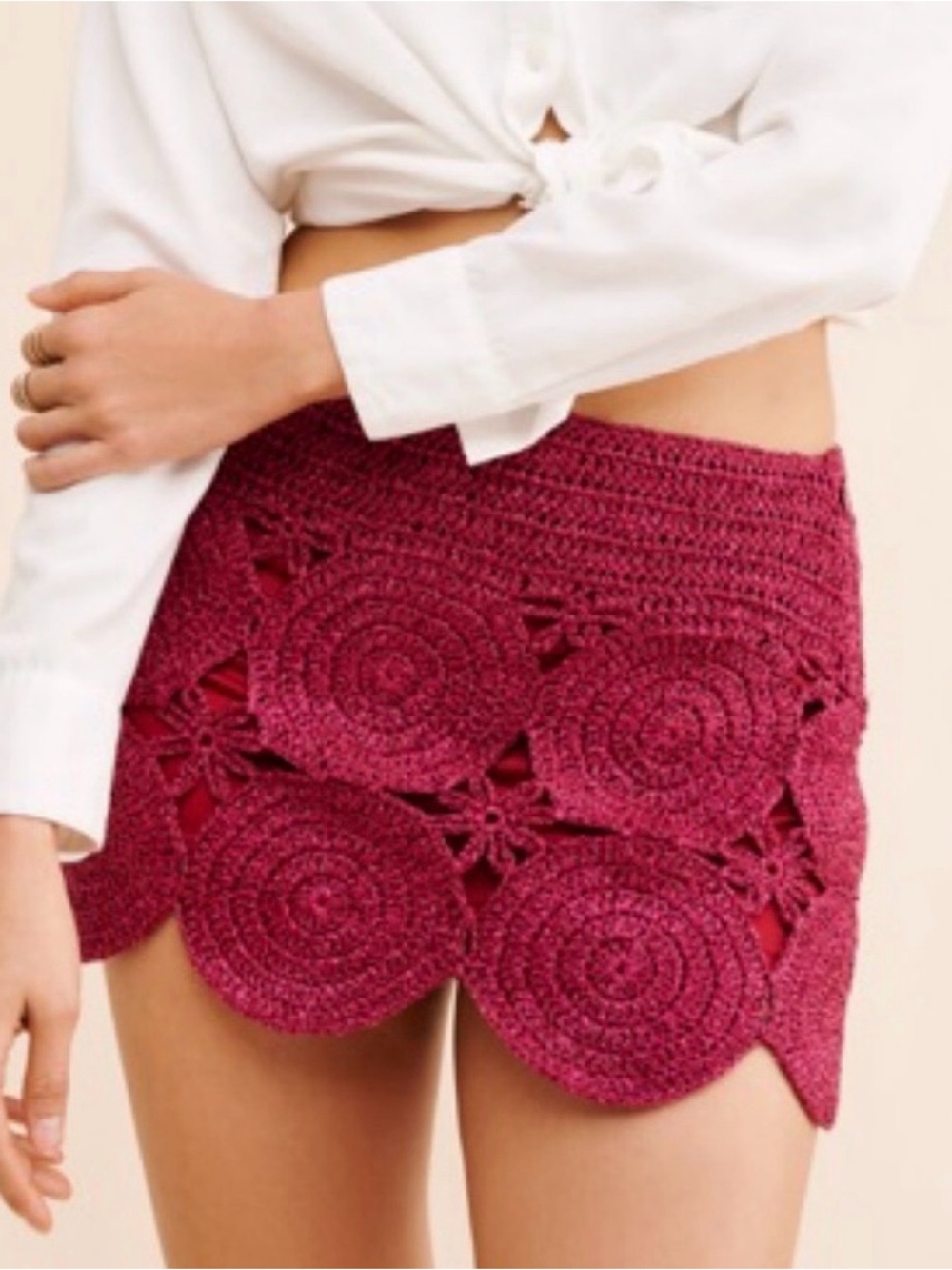 Simon Miller Beep Beep Crochet Circle Mini Skirt Fuschia XS